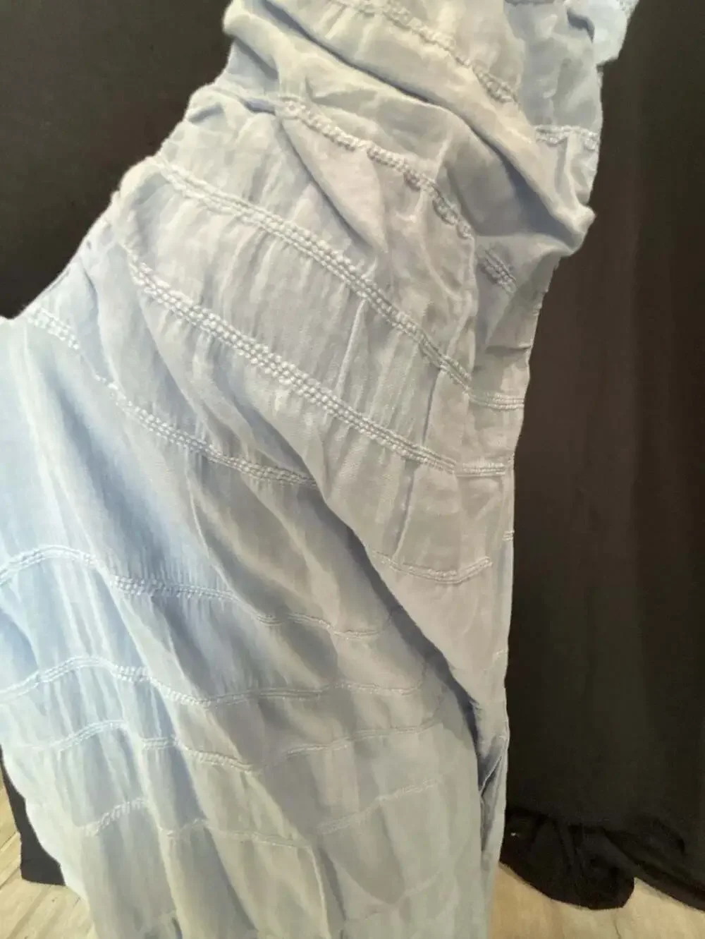 Free People Agatha Ruched Dress Size S Light Blue Midi